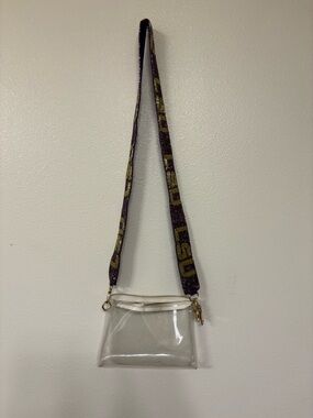 Clear Crossbody Bag with Purple & Gold LSU Strap